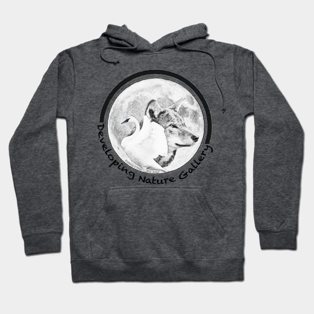 Developing Nature Gallery Swan, Wolf, Moon Logo Hoodie by kimberlyjtphotoart